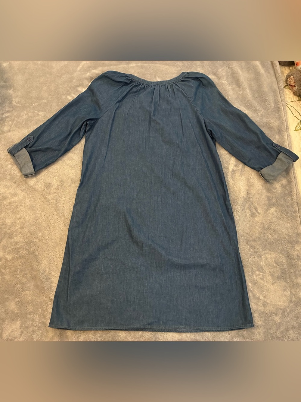 Women’s New Direction Brand Classic Chambray Shift Dress - Blue Size Small - Picture 9 of 14
